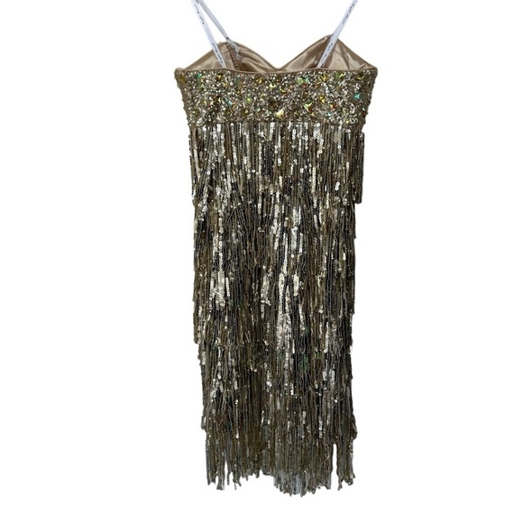 Night Moves by ALLURE Gold Sequin Evening Flapper Gatsby Sleeveless Dress, 10 - Picture 6 of 15